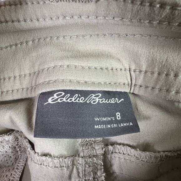 Eddie Bauer Hiking Pants Women's 8 Tan Pockets Nylon Belt Loops Button Ankles - Picture 8 of 15